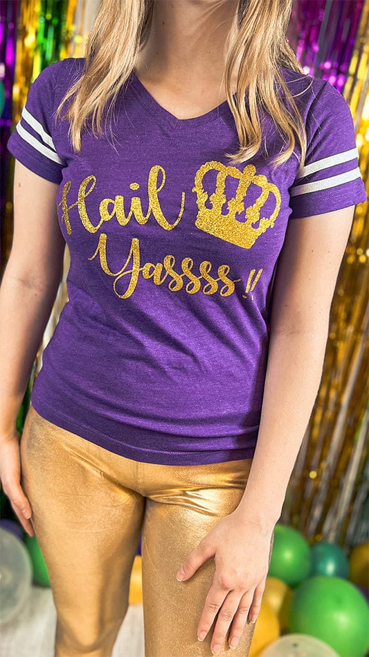Purple and Gold Glitter Hail Yass T-Shirt