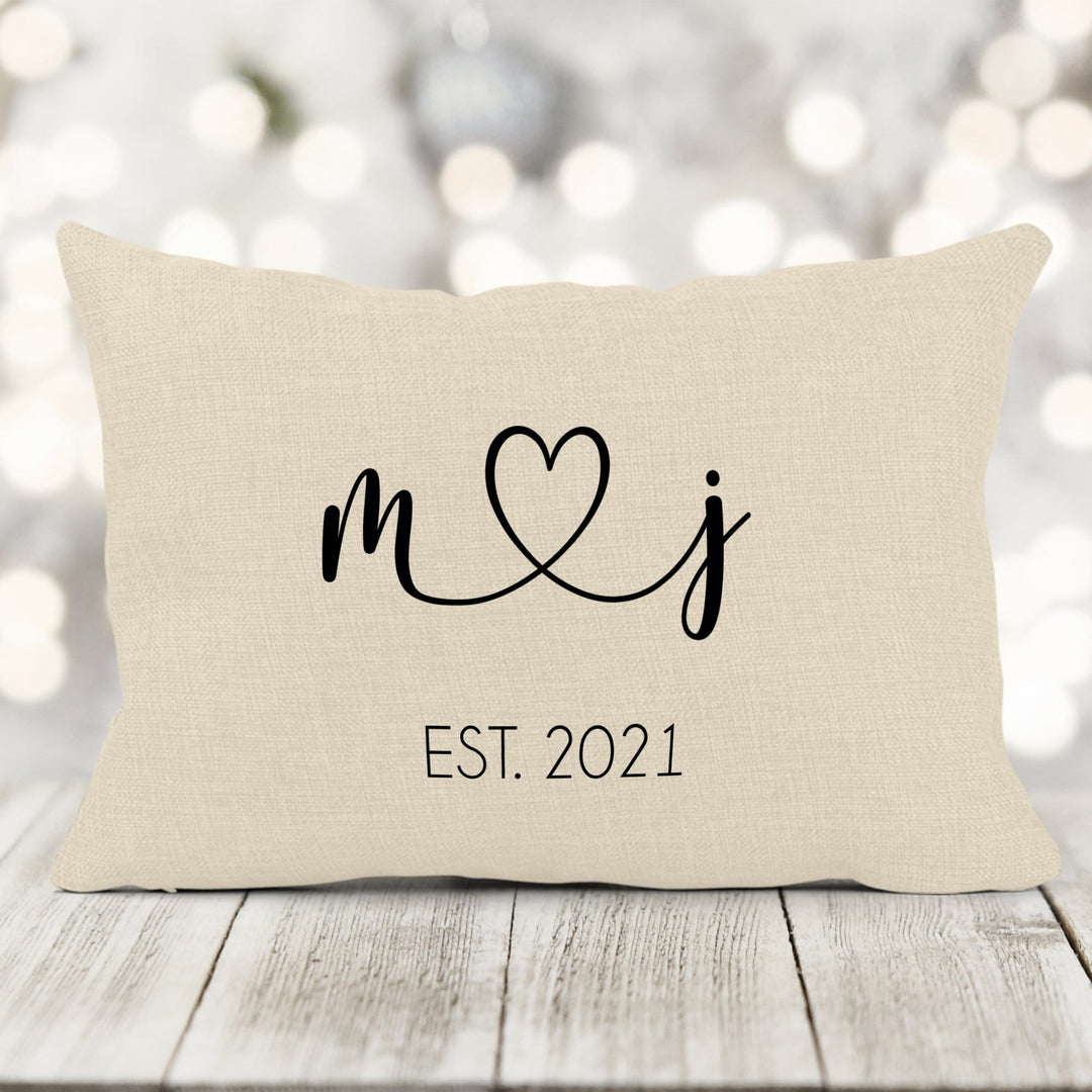 Initials with heart Wedding housewarming gift pillow