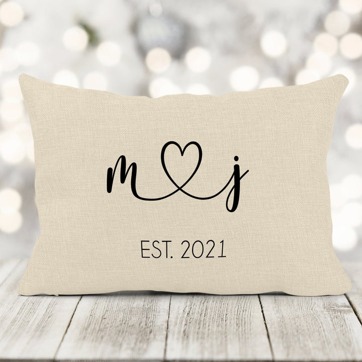 Initials with heart Wedding housewarming gift pillow