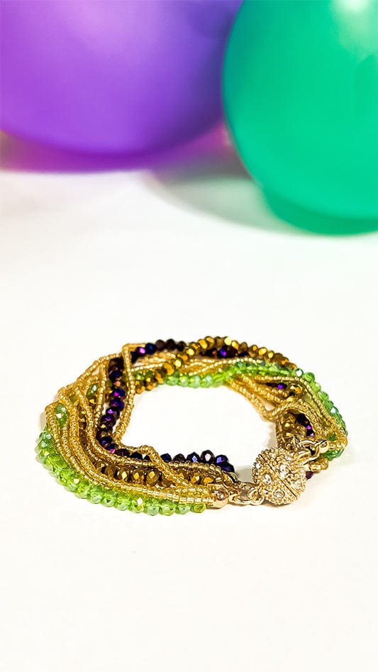 Magnetic Beaded Mardi Gras Bracelet