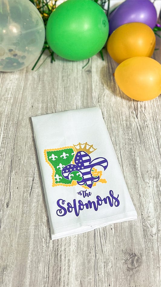 Mardi Gras Personalized Tea Towel