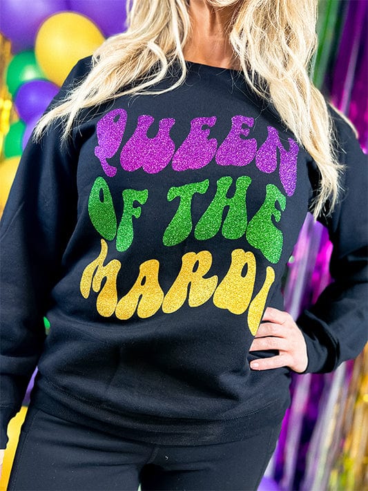 Queen of the Mardi Glitter Black Sweatshirt